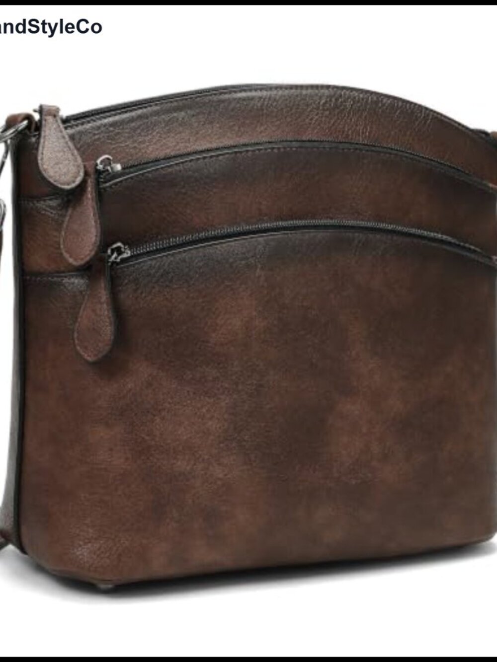Faux Leather Crossbody Bag Medium Zip Shoulder Purse for Women